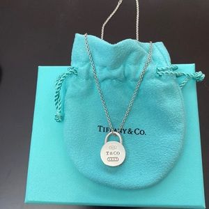 Authentic Tiffany & co silver 1837 round padlock necklace
